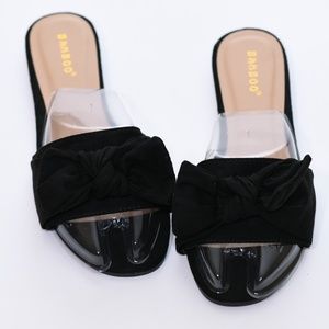 SALE 🤩 Bamboo Black Bow Sandals Slides